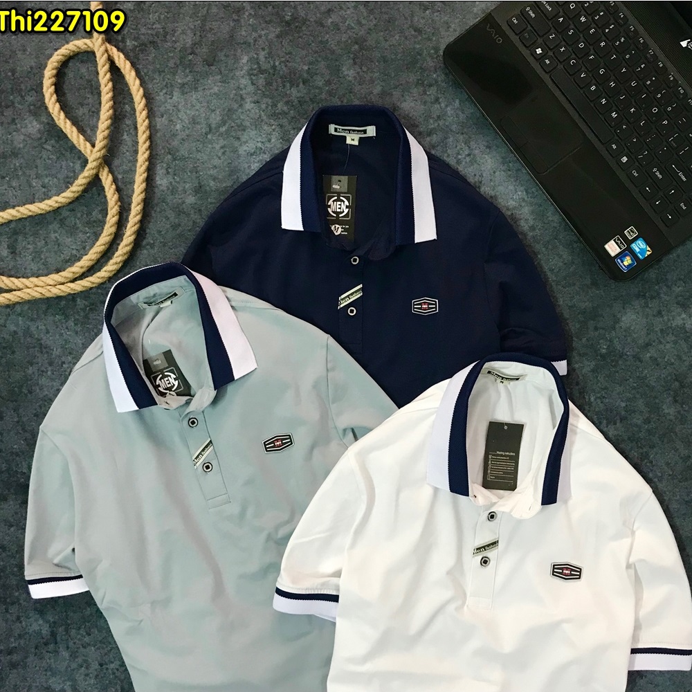 Áo polo nam phối cổ phong cách hàng quốc áo thun nam chất vải cotton mềm  mát mẫu mới 2022 - 1996BLUE - MixASale